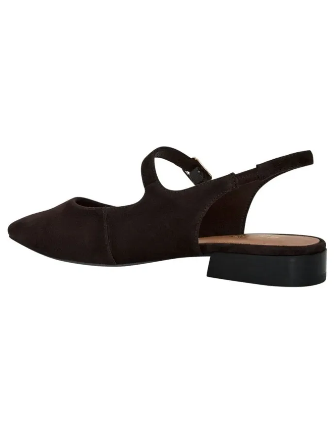 Sandler Everly Flat Shoes in Chocolate Suede Leather