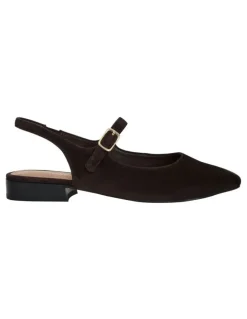 Sandler Everly Flat Shoes in Chocolate Suede Leather