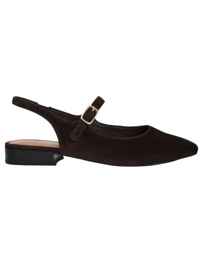 Sandler Everly Flat Shoes in Chocolate Suede Leather