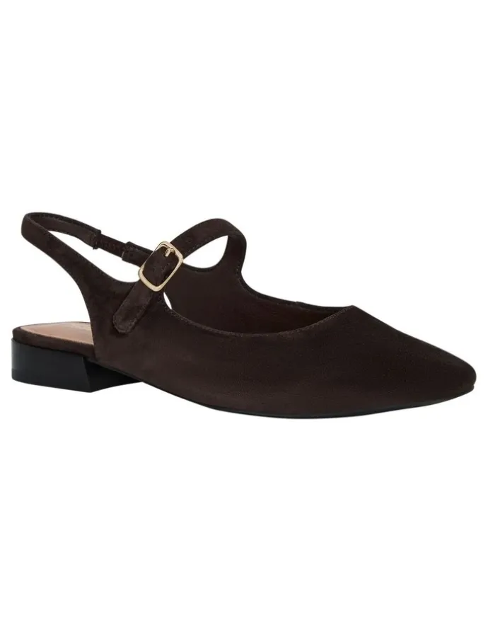 Sandler Everly Flat Shoes in Chocolate Suede Leather