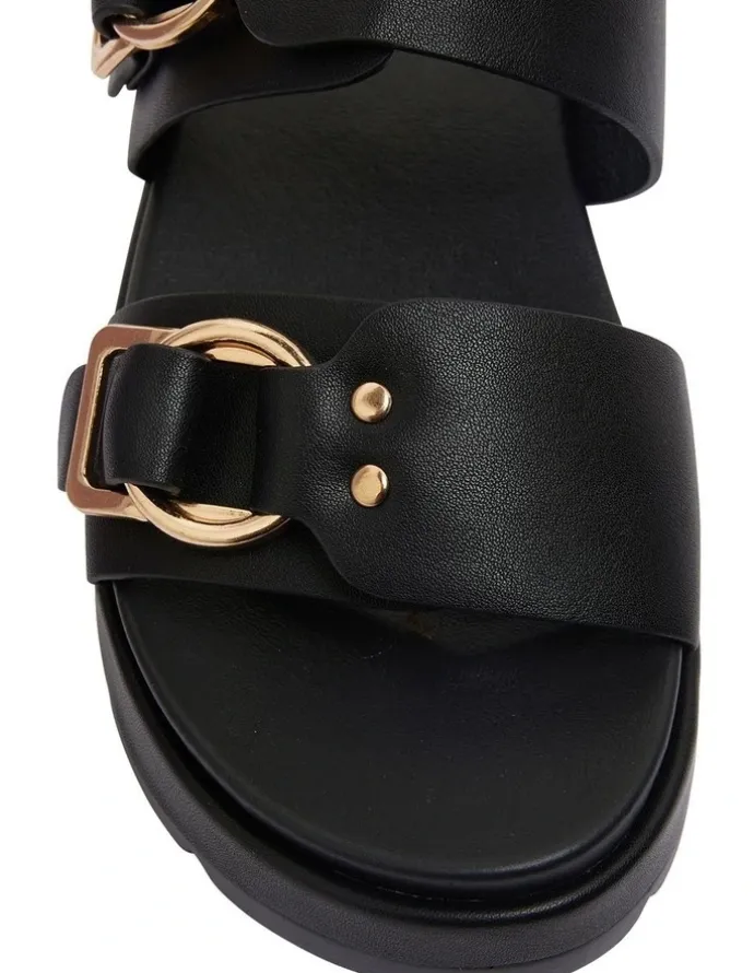 Sandler Fiction Black Smooth Sandals