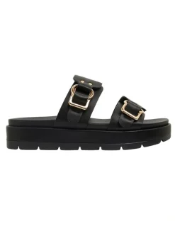 Sandler Fiction Black Smooth Sandals
