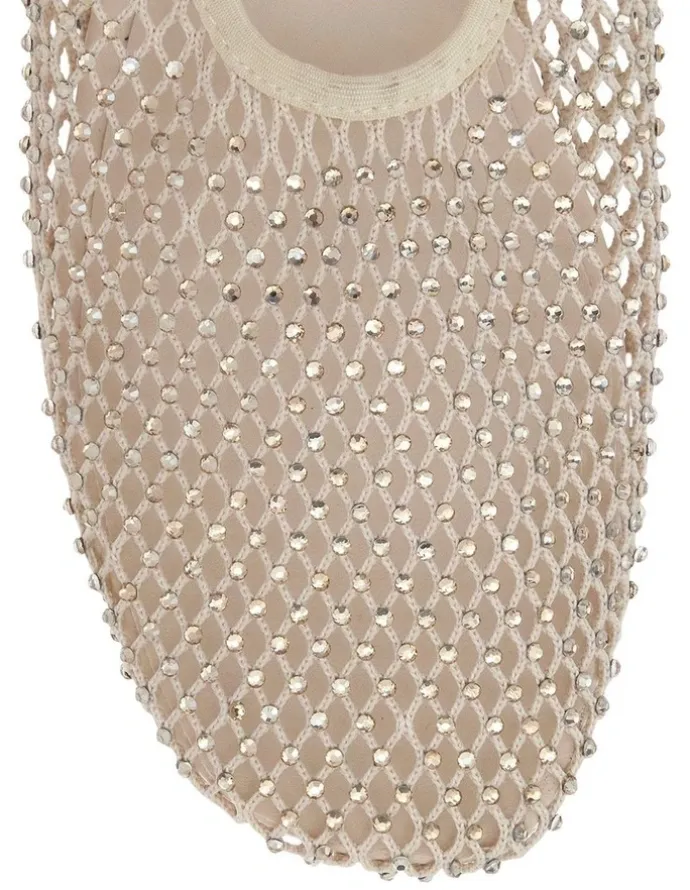 Sandler Glimmer Ballet Flats in Ivory Mesh Diamante