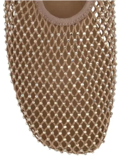Sandler Glimmer Ballet Flats in Nude Mesh Diamante