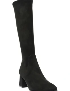 Sandler Heritage Knee Boots in Black Suede Stretch