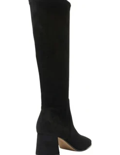 Sandler Heritage Knee Boots in Black Suede Stretch