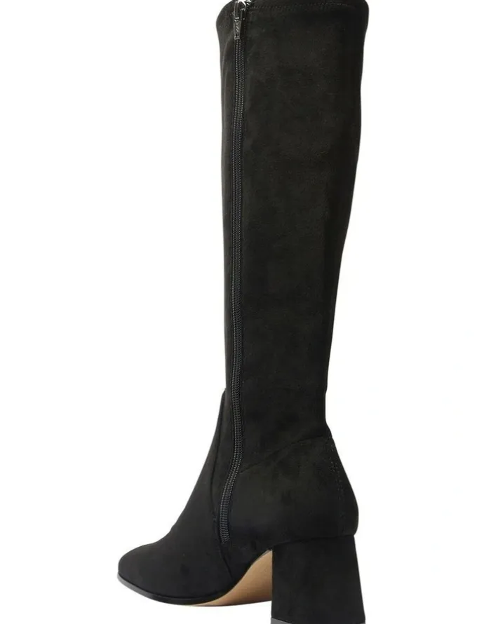 Sandler Heritage Knee Boots in Black Suede Stretch