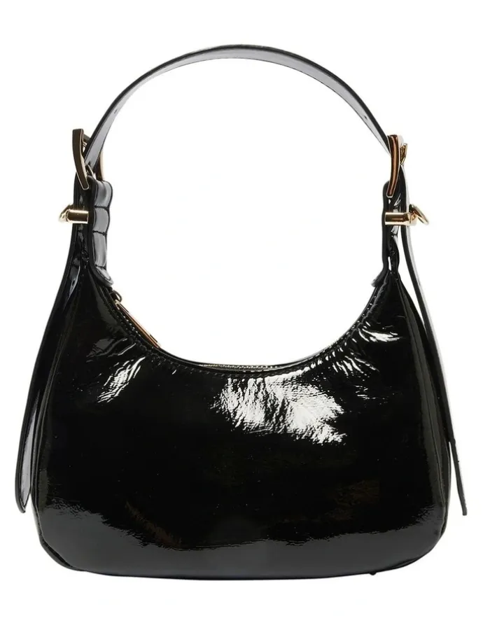 Sandler Jersey Bag in Black Crinkle Patent