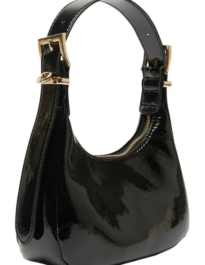 Sandler Jersey Bag in Black Crinkle Patent