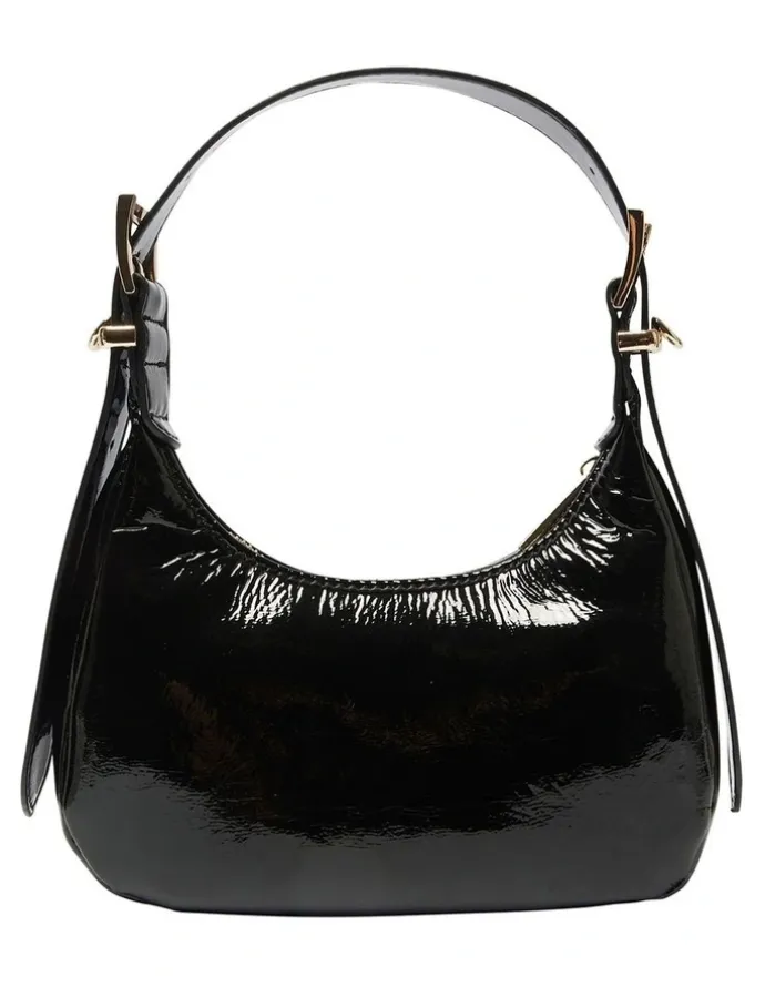 Sandler Jersey Bag in Black Crinkle Patent