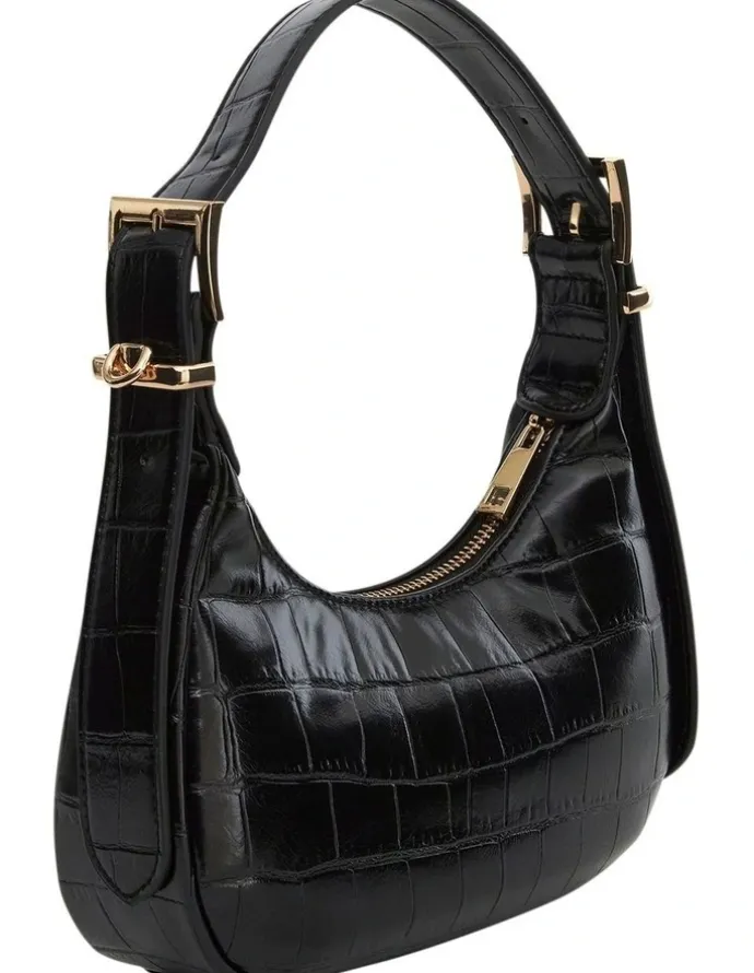 Sandler Jersey Shoulder Bag in Black Croc