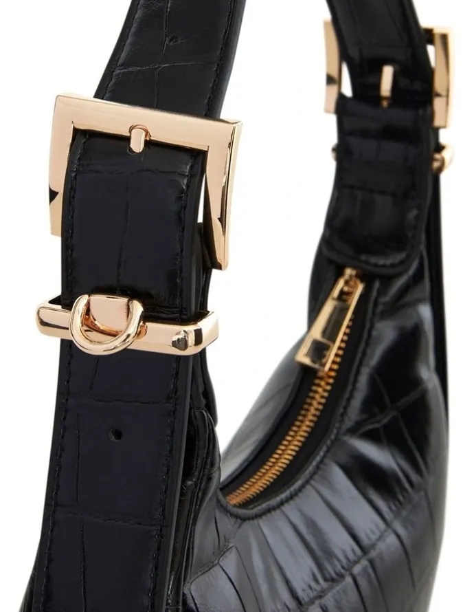 Sandler Jersey Shoulder Bag in Black Croc