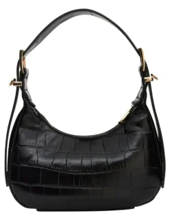 Sandler Jersey Shoulder Bag in Black Croc
