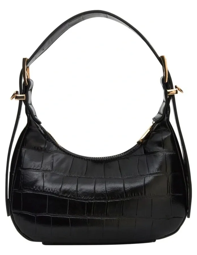 Sandler Jersey Shoulder Bag in Black Croc