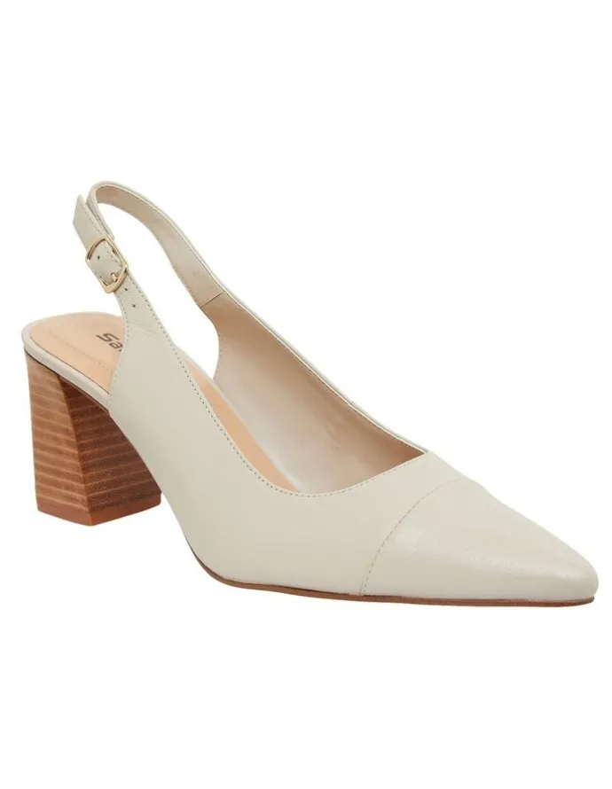 Sandler Kirsty Heeled Shoes in Ivory Leather