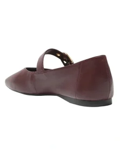Sandler Melrose Flat Leather Shoes in Wine