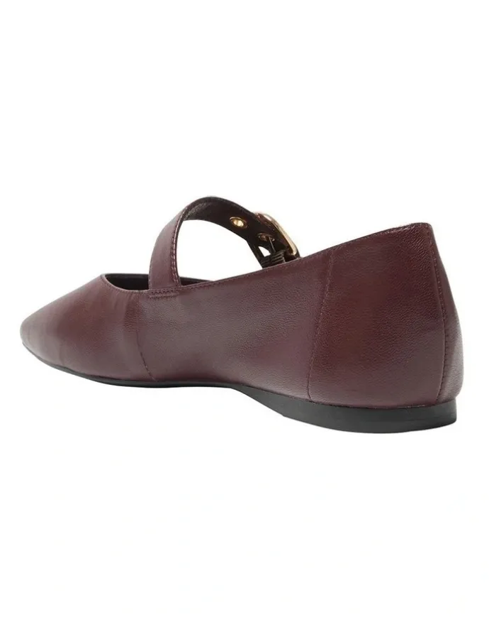 Sandler Melrose Flat Leather Shoes in Wine