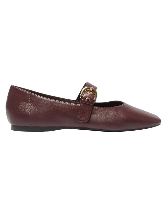 Sandler Melrose Flat Leather Shoes in Wine