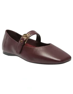 Sandler Melrose Flat Leather Shoes in Wine
