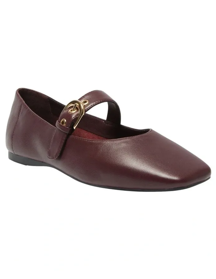 Sandler Melrose Flat Leather Shoes in Wine