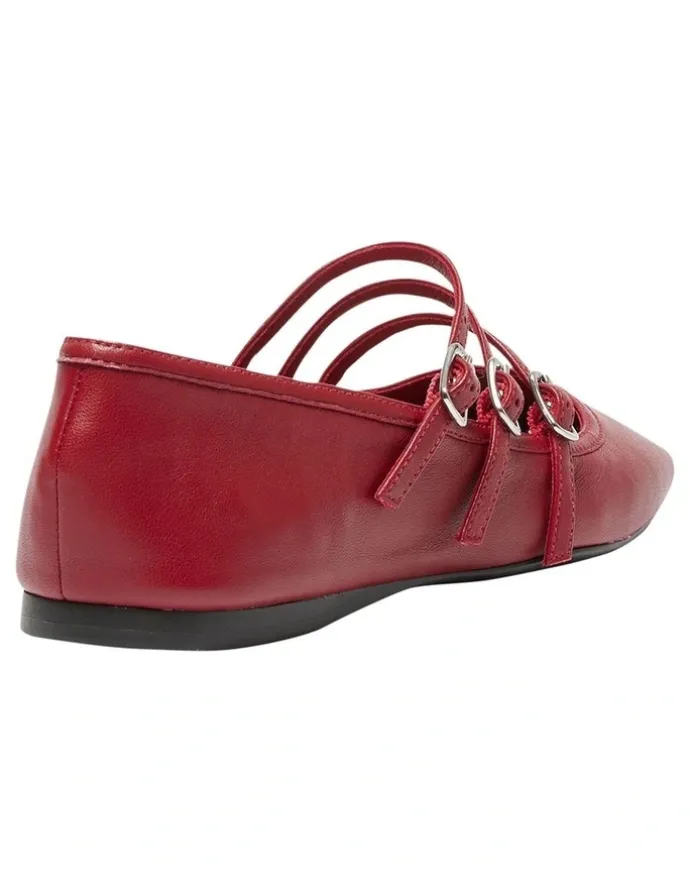 Sandler Millie Flat Shoes in Red Leather