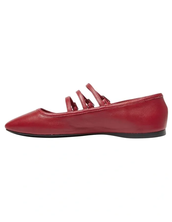 Sandler Millie Flat Shoes in Red Leather