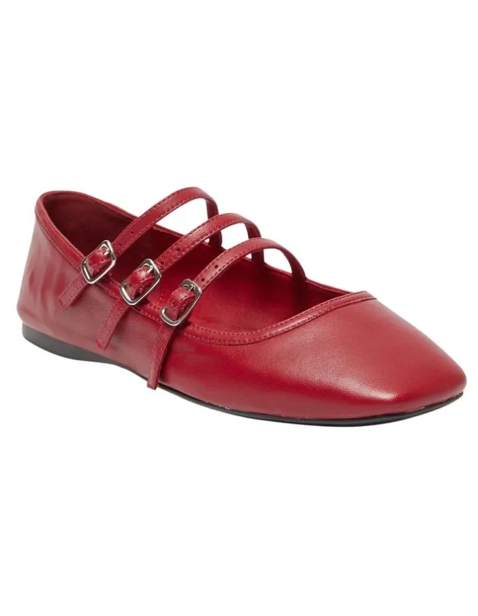 Sandler Millie Flat Shoes in Red Leather