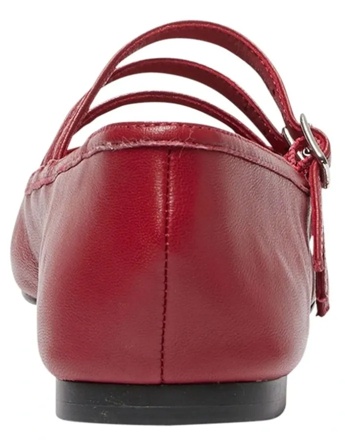 Sandler Millie Flat Shoes in Red Leather