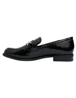 Sandler Paragon Flat Shoes in Black Patent Croc Leather