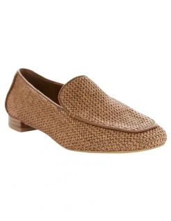 Sandler Saxon Flat Shoes in Caramel Raffia
