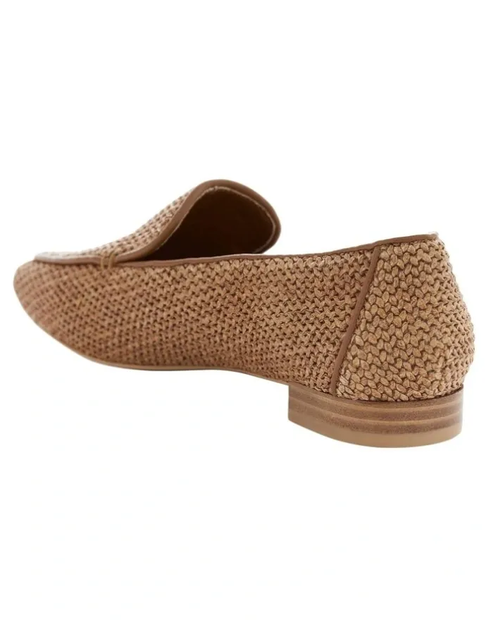 Sandler Saxon Flat Shoes in Caramel Raffia
