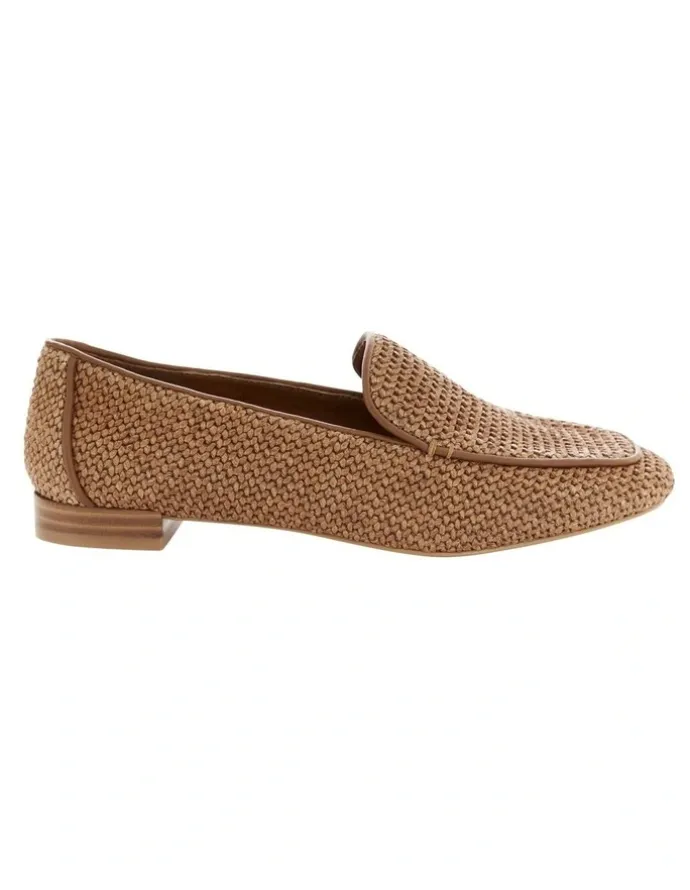 Sandler Saxon Flat Shoes in Caramel Raffia