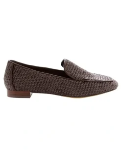 Sandler Saxon Flat Shoes in Chocolate Raffia