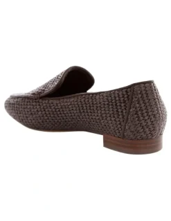 Sandler Saxon Flat Shoes in Chocolate Raffia