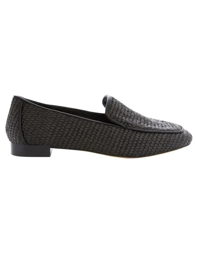Sandler Saxon Flat Shoes in Black Raffia