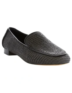 Sandler Saxon Flat Shoes in Black Raffia