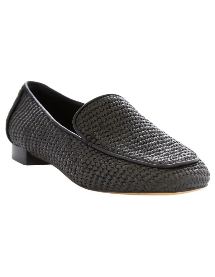 Sandler Saxon Flat Shoes in Black Raffia