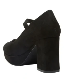Sandler Tate Heeled Shoes in Black Micro Suede