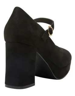 Sandler Tate Heeled Shoes in Black Micro Suede