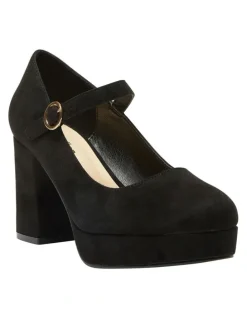 Sandler Tate Heeled Shoes in Black Micro Suede