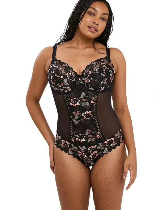 Sans Complexe Arum Cabaret Underwired Lace Bodysuit in Black