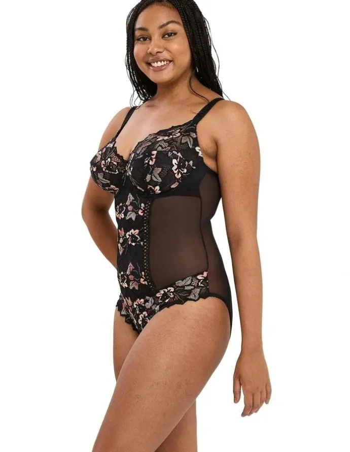 Sans Complexe Arum Cabaret Underwired Lace Bodysuit in Black