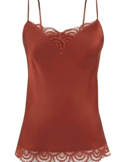 Sans Complexe Charming Silky Satin Camisole With Lace in Red