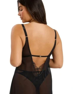 Sans Complexe Deva Sheer Babydoll Chemise Nightdress in Black