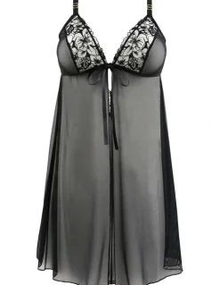 Sans Complexe Deva Sheer Babydoll Chemise Nightdress in Black