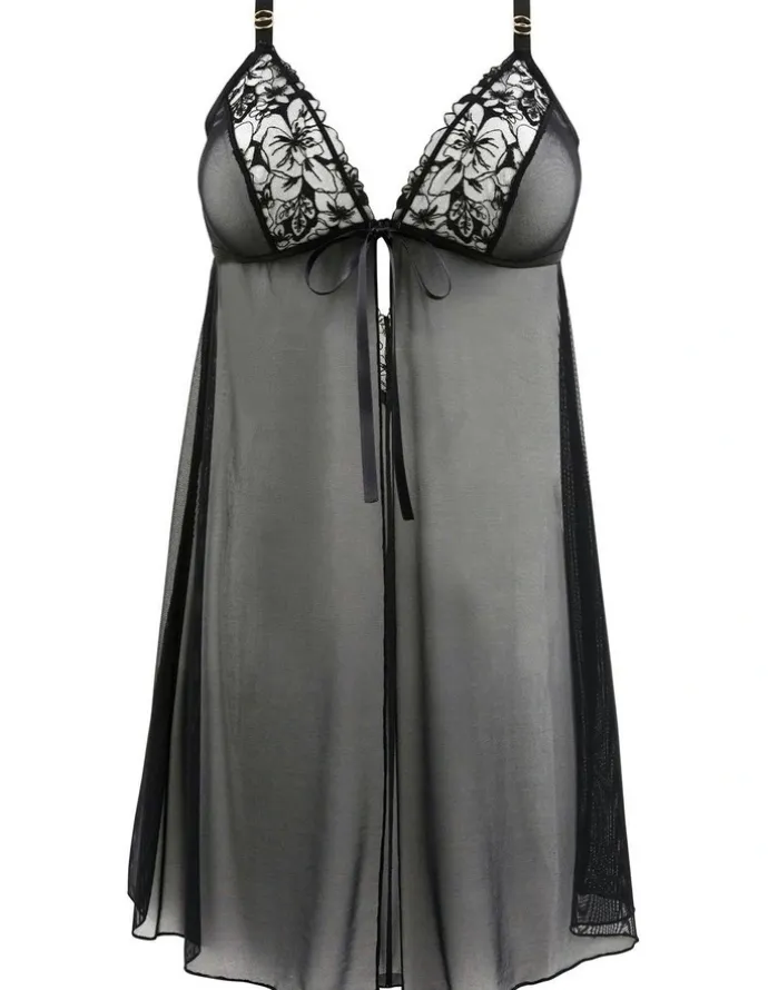 Sans Complexe Deva Sheer Babydoll Chemise Nightdress in Black