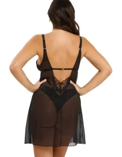 Sans Complexe Deva Sheer Babydoll Chemise Nightdress in Black
