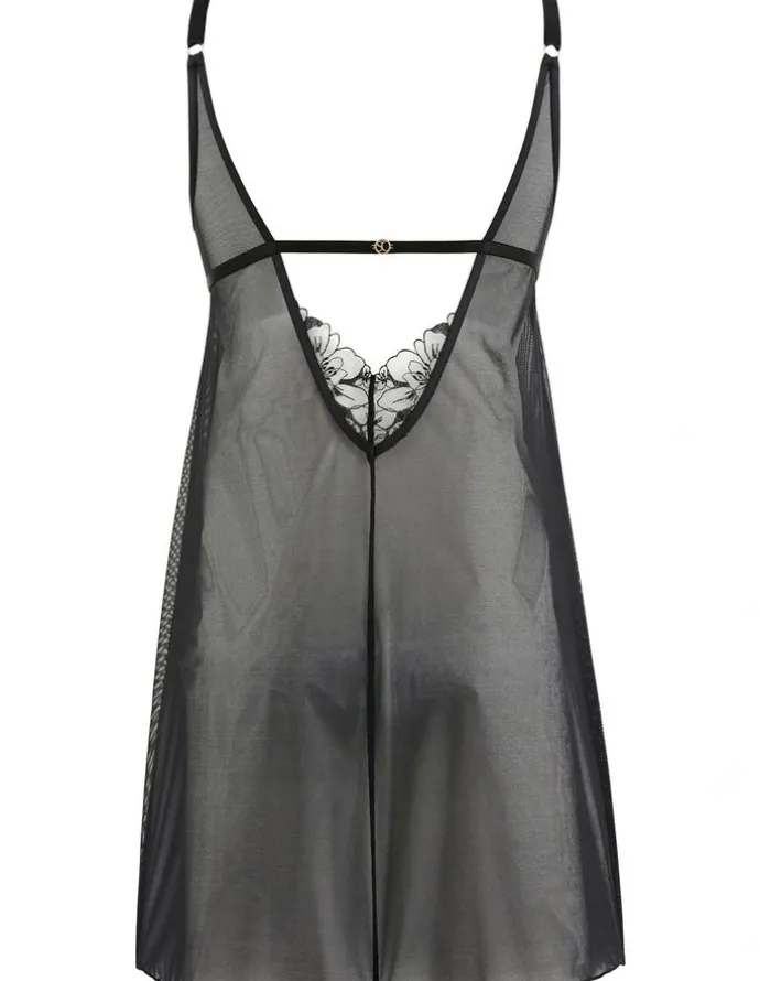 Sans Complexe Deva Sheer Babydoll Chemise Nightdress in Black