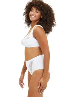 Sans Complexe Jeanne Wirefree Wide Strap Organic Cotton Bra With Lace in White