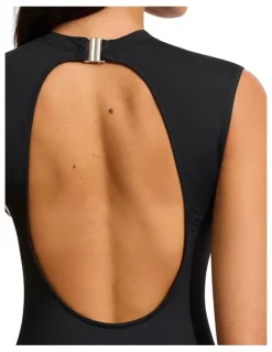 Seafolly Active Cap Sleeve One Piece Swimsuit in Black
